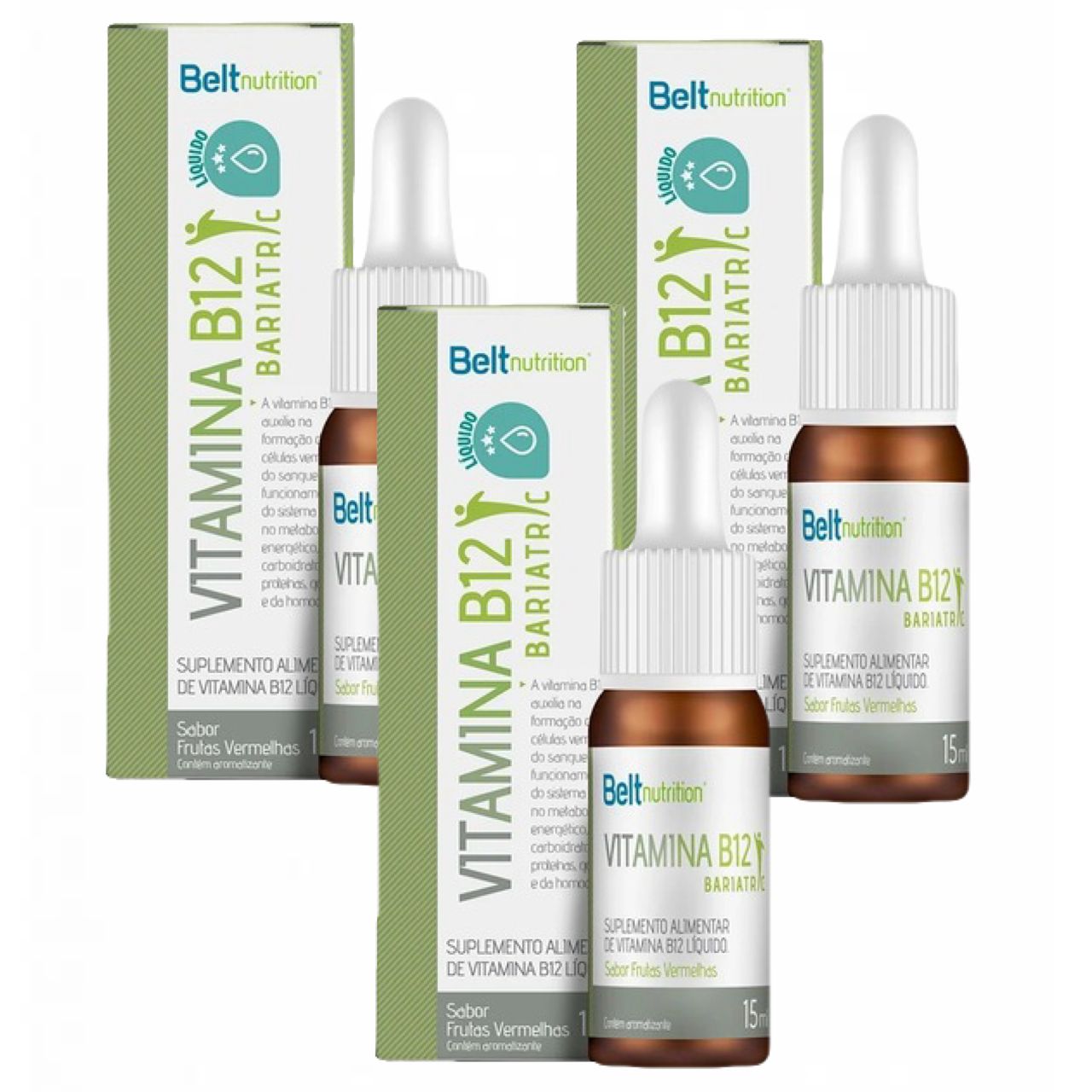 3x Belt B12 Bariatric Líquida - 15ml - Frutas Vermelhas
