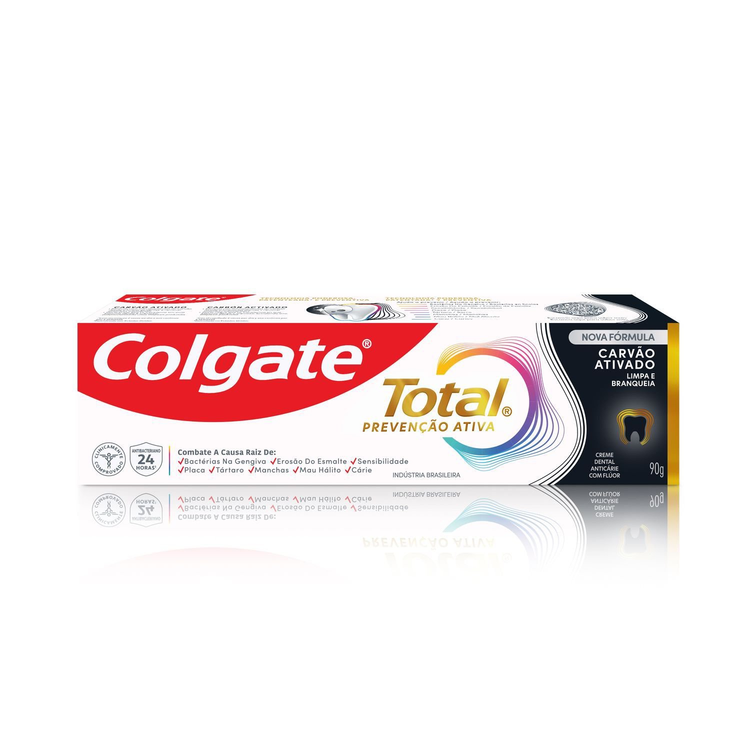 Creme Dental Colgate Total Prevenção Ativa Carvão Ativado 90g