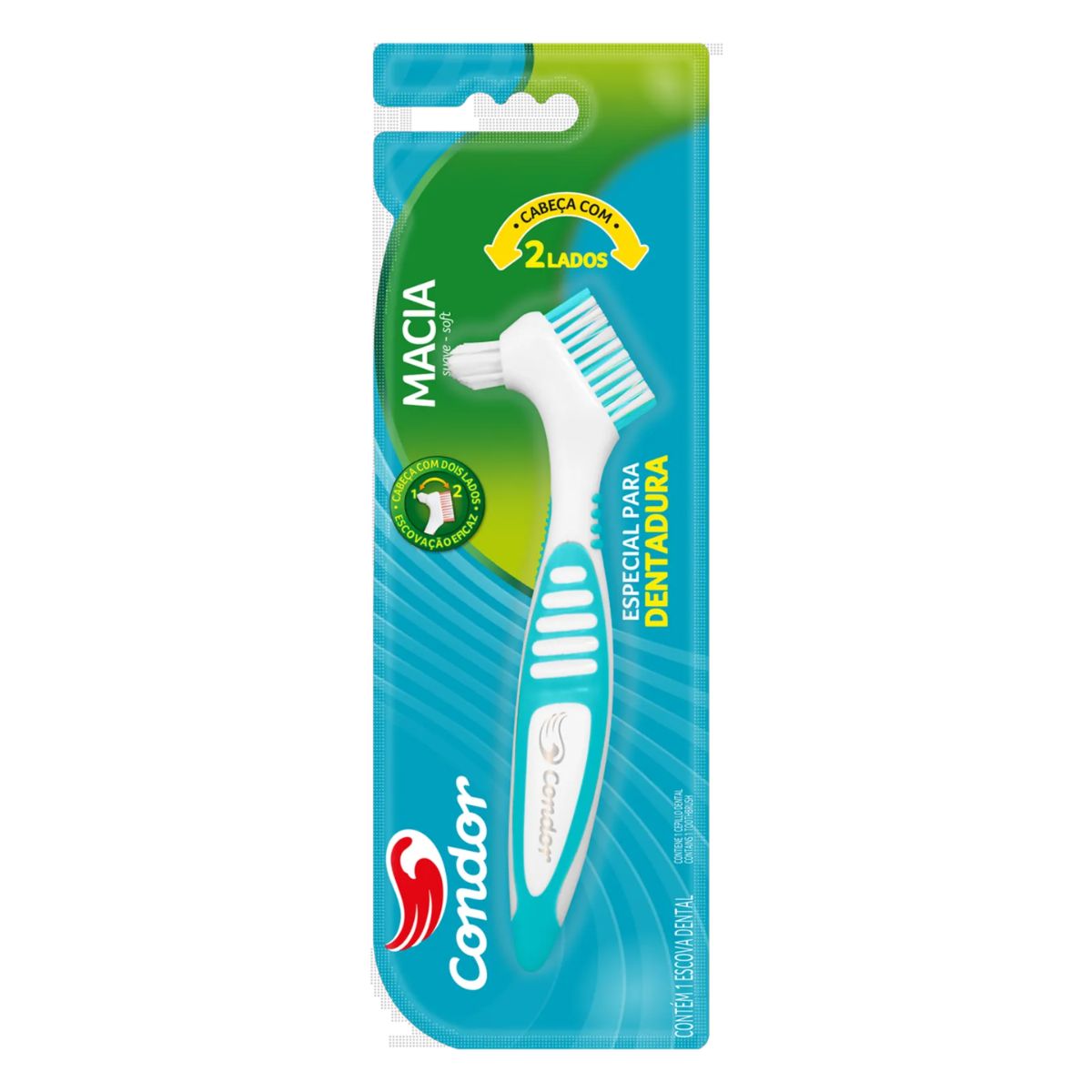 Escova Dental 2 Lados Para Limpar Dentadura Condor