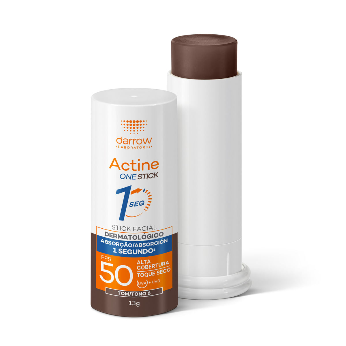 Protetor Solar Facial Actine One Stick Cor 6 Fps50 13g
