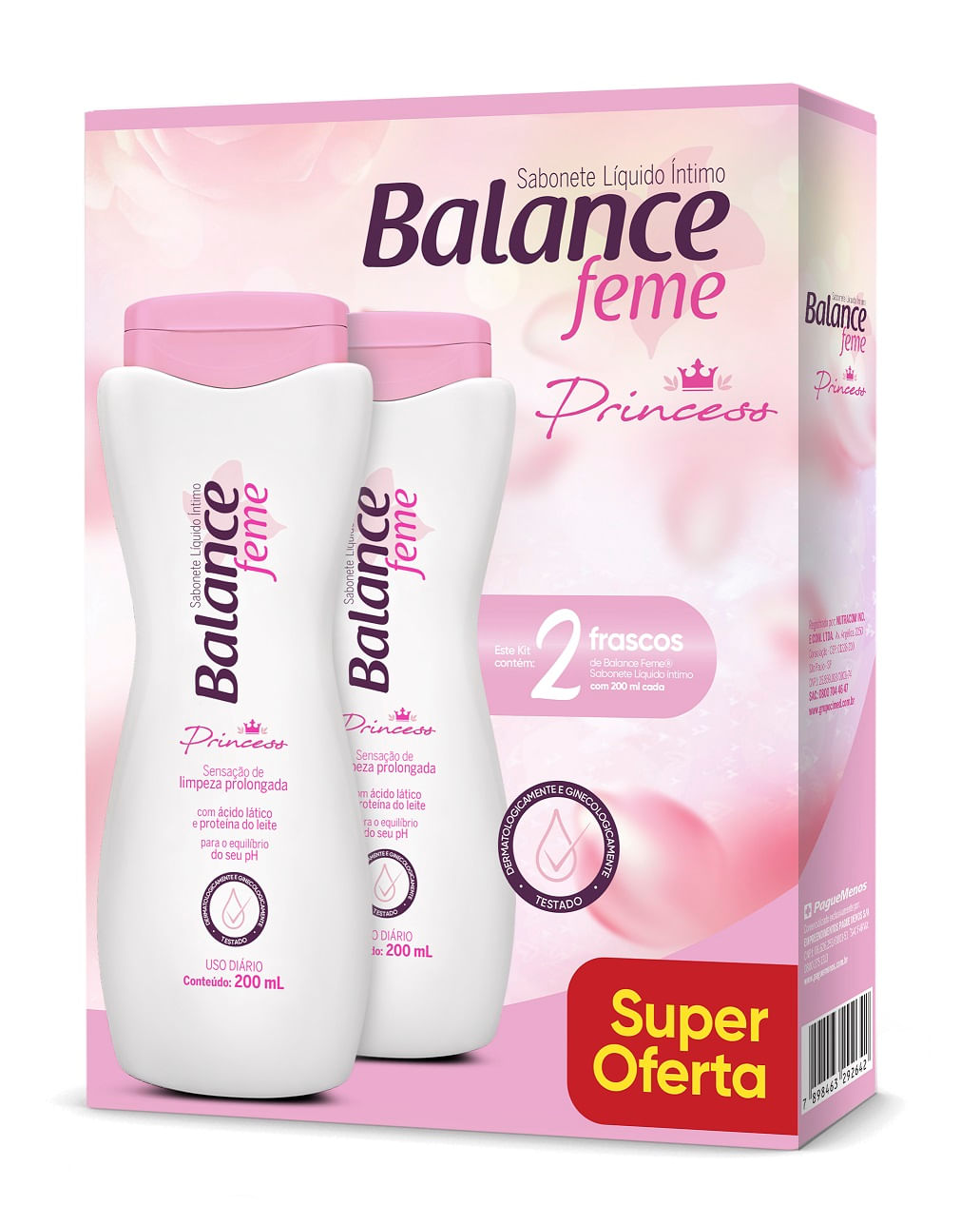 Sabonete íntimo Balance Feme princess 200ml Kit Com 2 Unidades