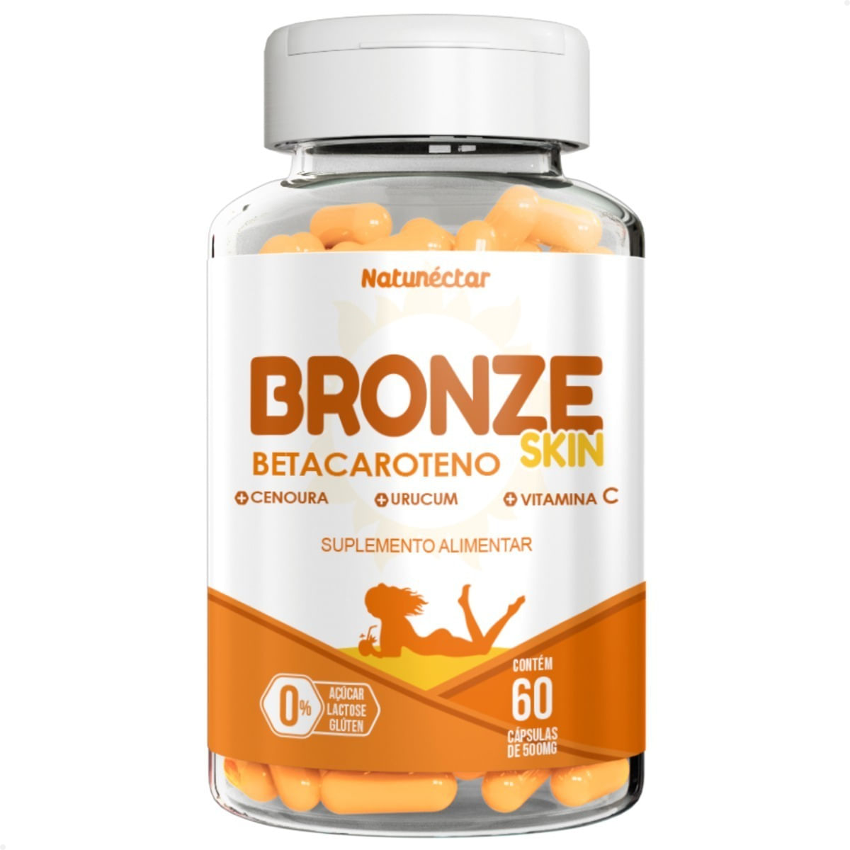 Bronze Skin - Betacaroteno, Urucum e Vitamina C - 60 Cápsulas 500mg