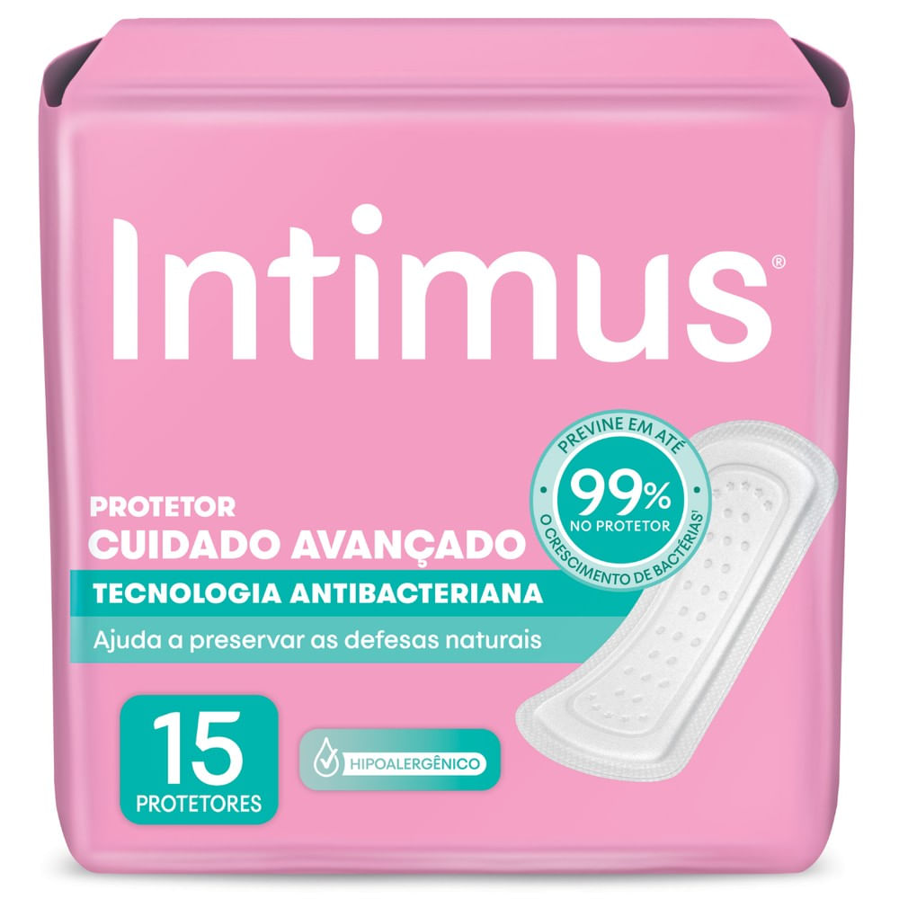 Protetor Diário Intimus Cuidado Avançando Tecnologia Antibacteriana 15 Unidades
