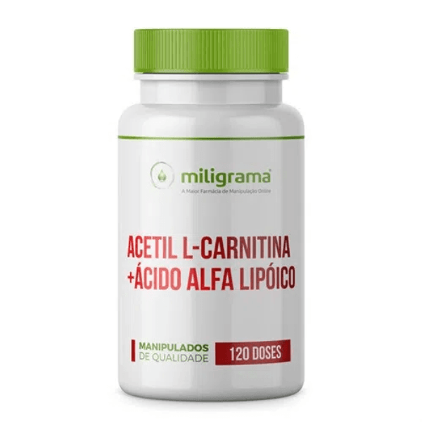 Acetil L-carnitina 500mg + Ácido Alfa Lipóico 200mg 120 Doses