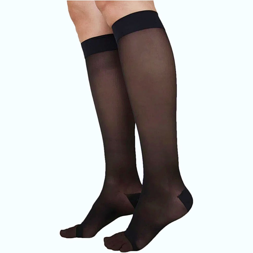 Meia 3/4 Sigvaris Ever Sheer 20-30mmHg Fechada Preta P2