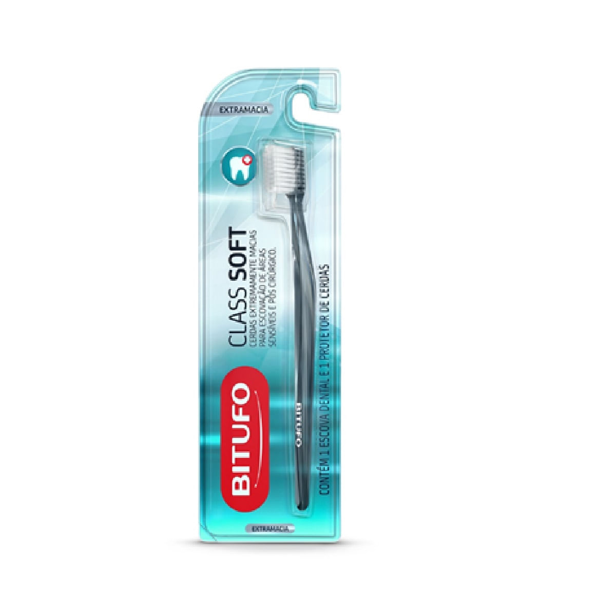 Escova Dental Bitufo Class Soft Cerdas Extra Macia Cores Sortidas 1 Unidade + Protetor de Cerdas