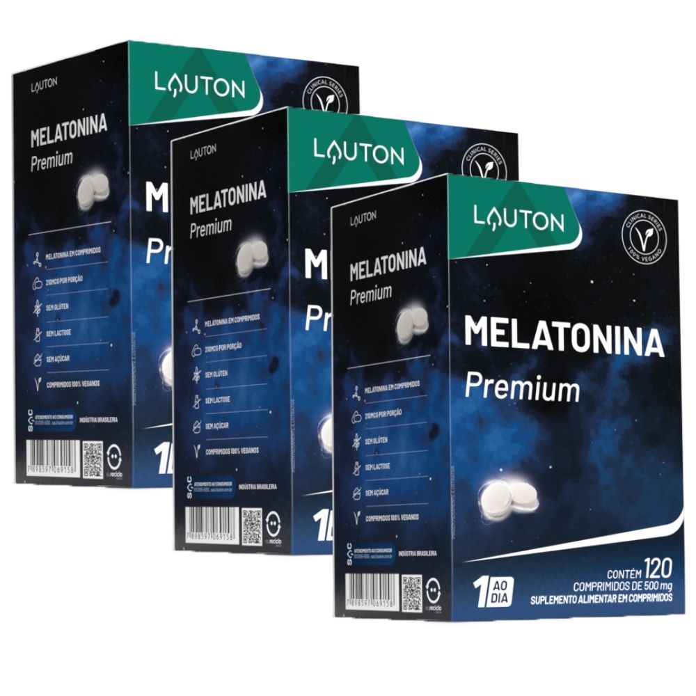 KIT 3X Melatonina Premium - 120 comprimidos - Lauton