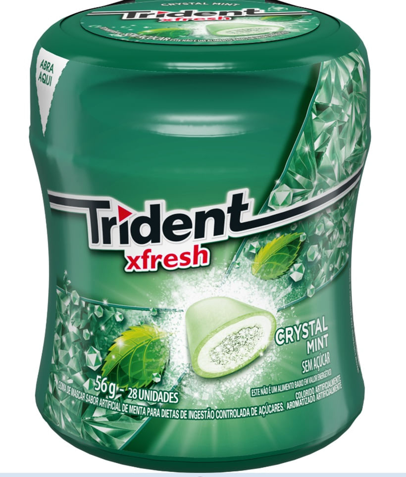 Goma de Mascar trident xfresh Crystal Mint sem açúcar 56g