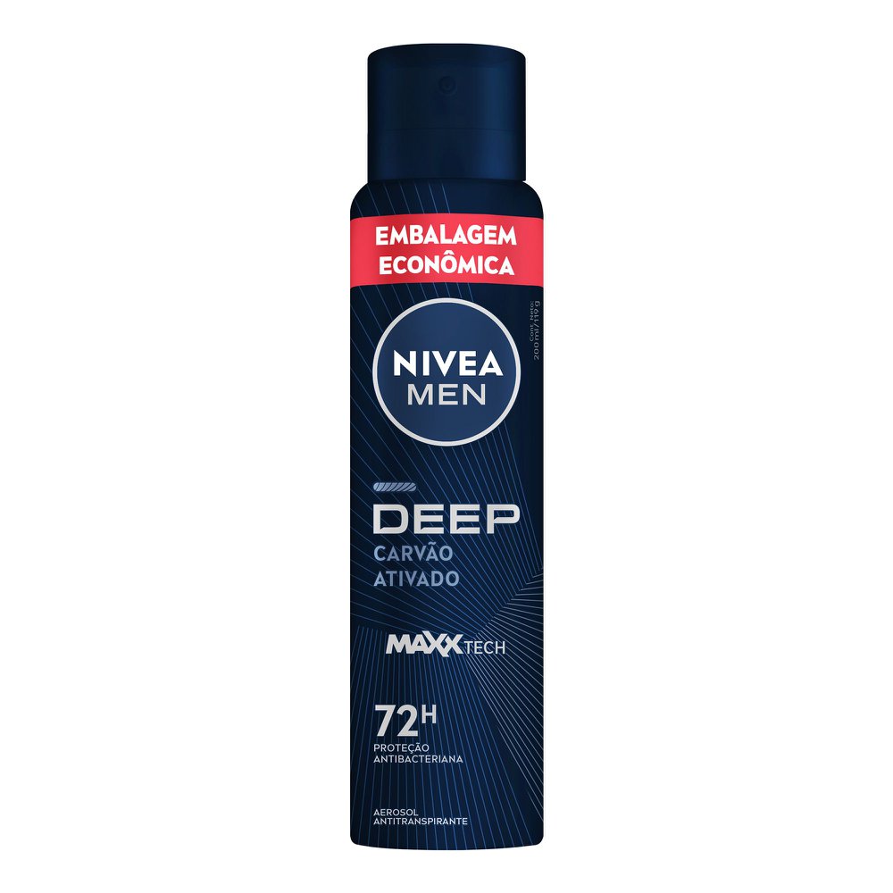 Desodorante Antitranspirante Nivea Men Deep Maxx Tech Carvão Ativado 72h Aerossol 200ml