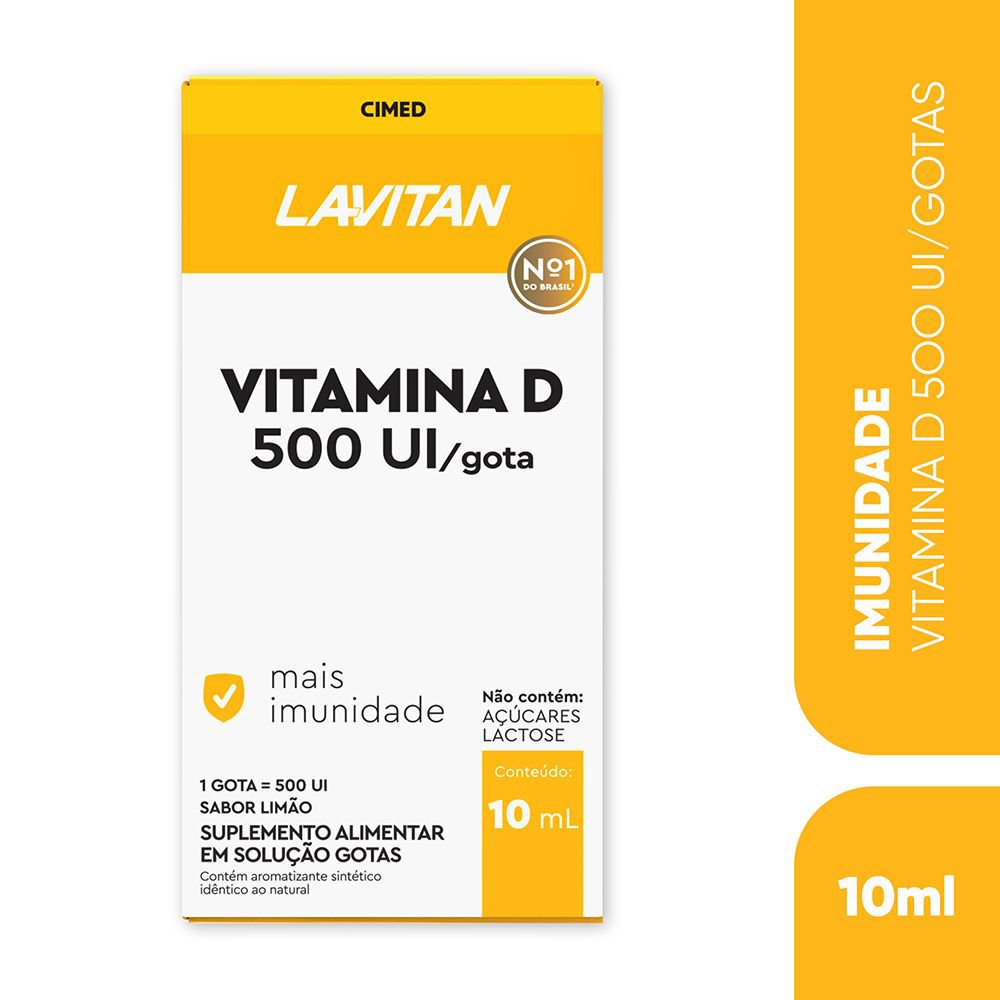 Lavitan Vitamina D 500UI Sabor Limão Solução Oral em Gotas 10ml