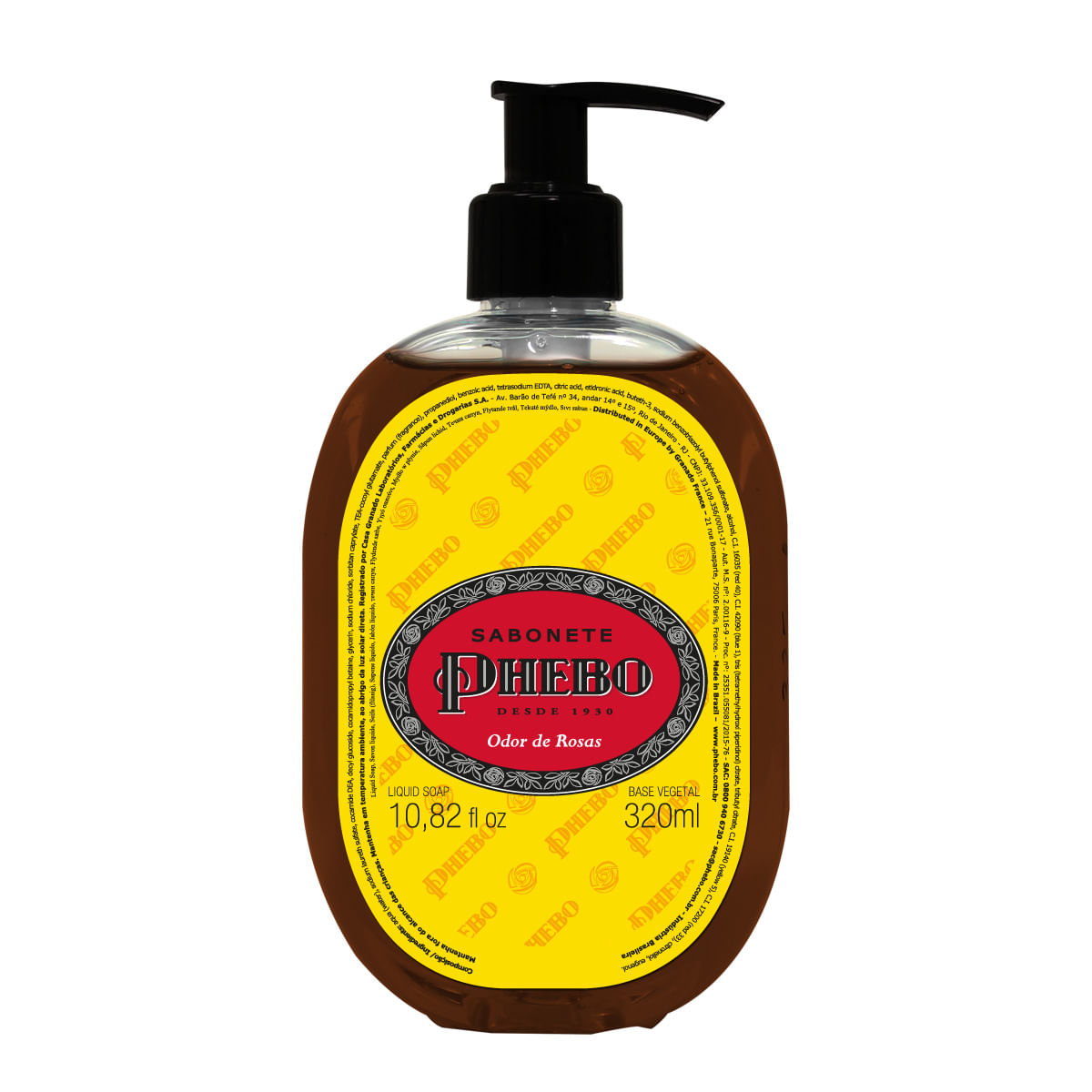 Sabonete Líquido de Glicerina Phebo Tradicional Odor de Rosas 320ml