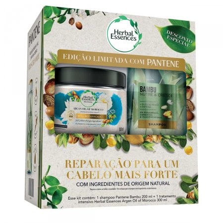 Kit Shampoo Pantene 200ml + Creme De Tratamento Herbal 300ml
