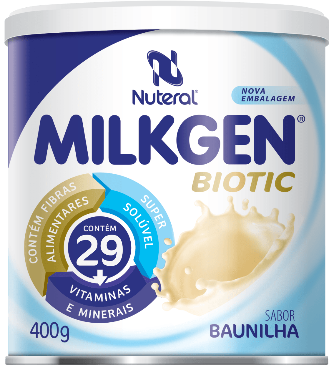 MilkGen Biotic, Lata com 400g. Sabor baunilha. Complemento Alimentar - Reforça a Nutrição.
