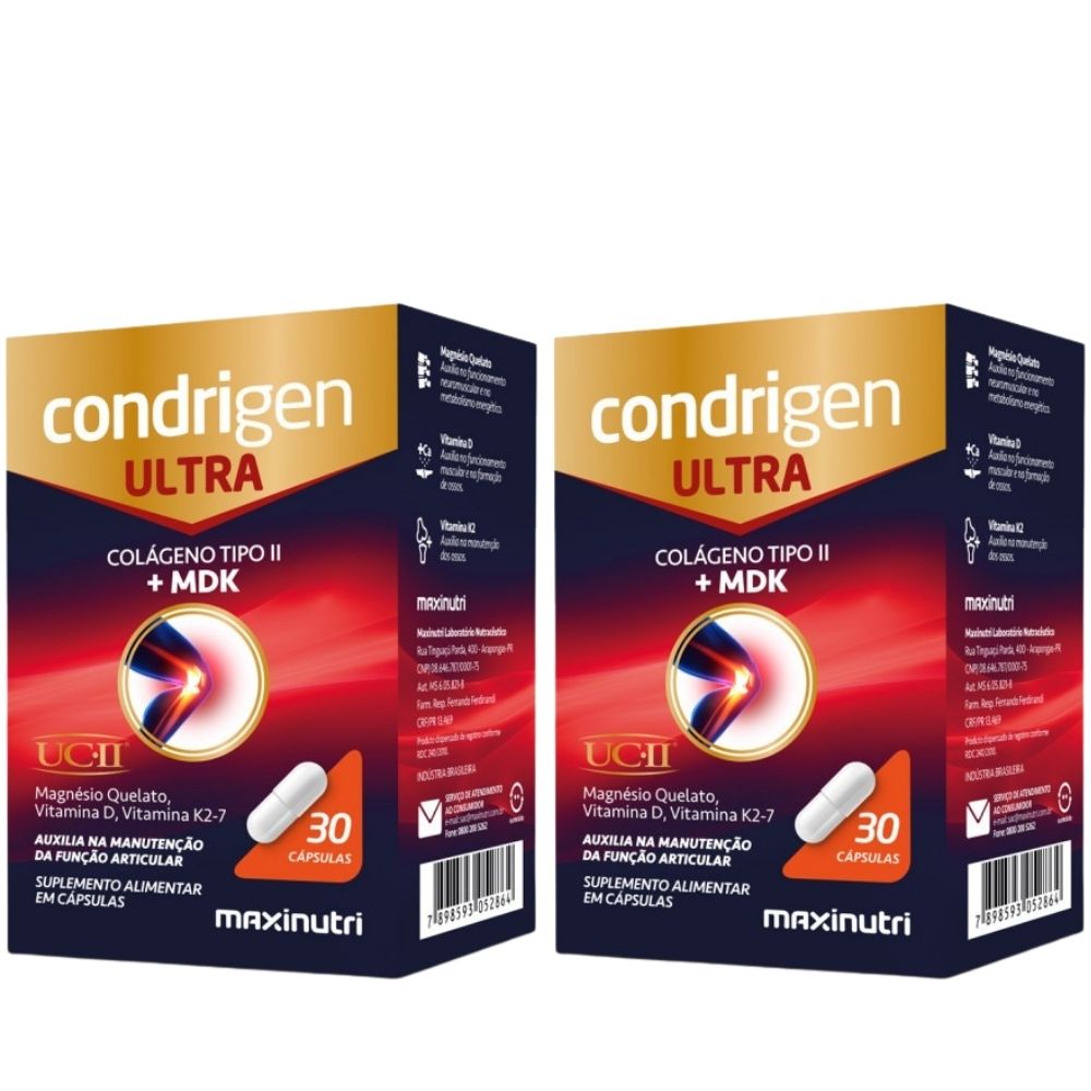 Kit 2x Condrigen ULTRA (Colágeno Tipo 2 + MDK) - 30 Cápsulas - Maxinutri
