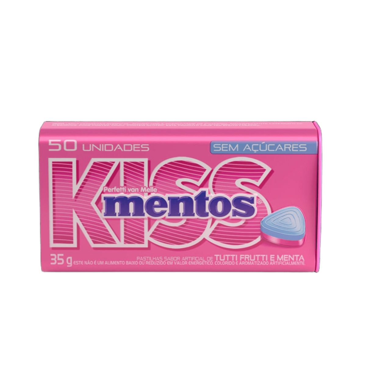 Pastilha Mentos Kiss Bubble Mint Sabor Tutti Frutti E Menta 35g