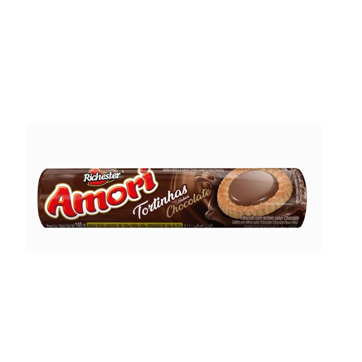 Biscoito Recheado Richester Amori Tortinhas Sabor Chocolate 140g