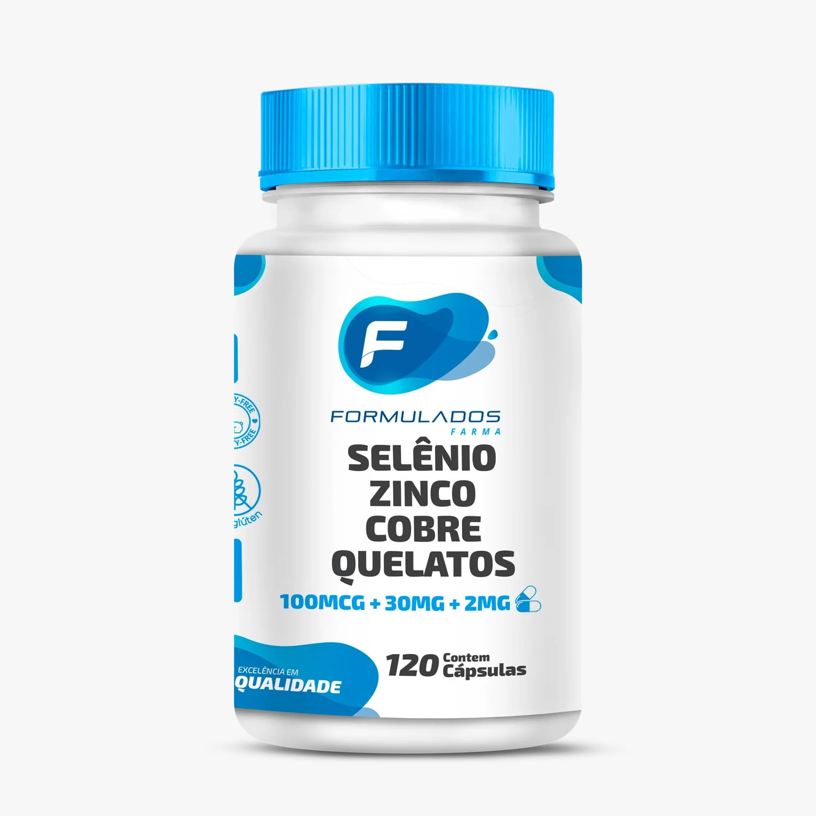 Formulados Farma - Selênio 100mcg, Zinco 30mg e Cobre 2mg Quelatos - 120 Cápsulas