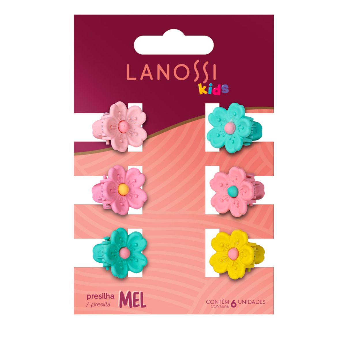 Presilhas Infantil De Cabelo Lanossi Mel 6 Unidades