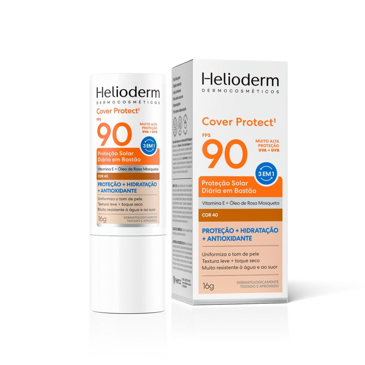 Protetor Solar Helioderm Stick Cor 40 Fps90 16g