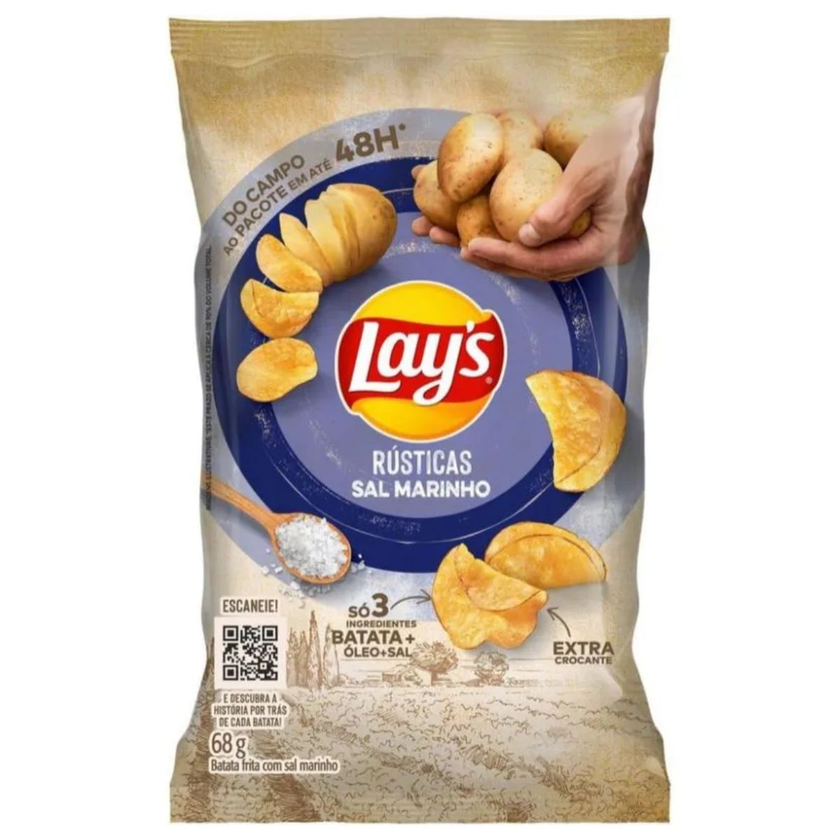 Batata Frita Lay’s Rústica Sabor Sal Marinho 68g