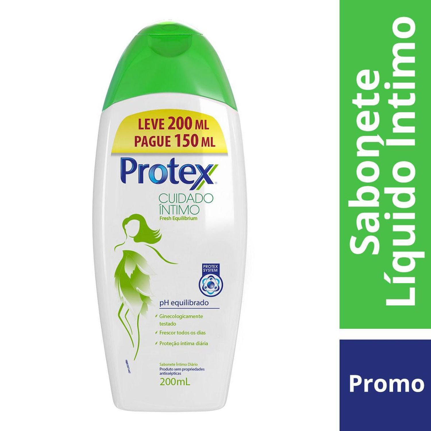 Sabonete Íntimo Líquido Protex Cuidado Íntimo Fresh Equilibrium 200ml Embalagem Promocional Leve 200ml Pague 150ml