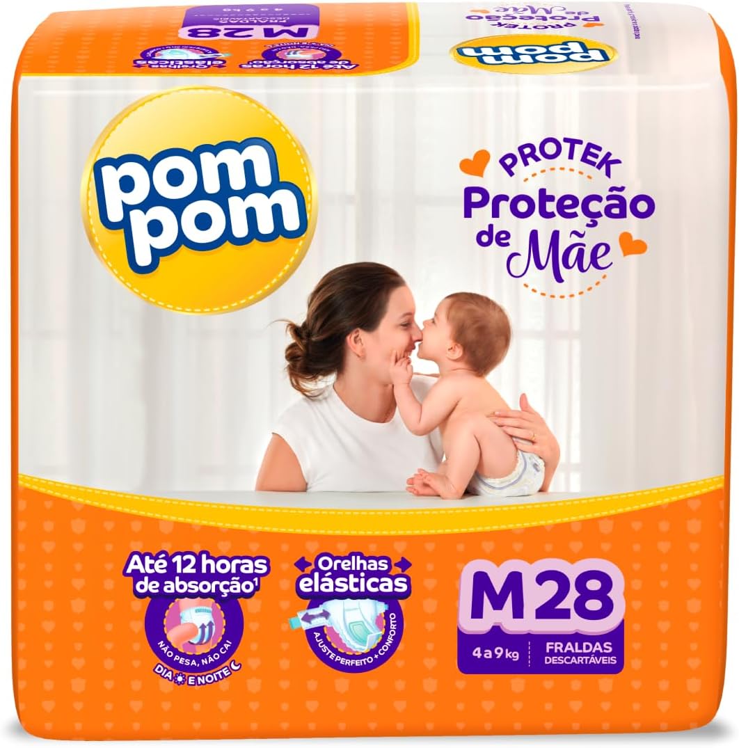 Fralda Pom Pom Protek Proteção de Mãe M 28 Unidades