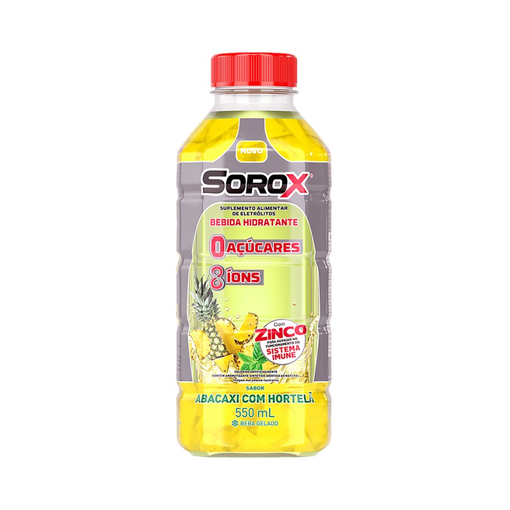 Isotônico Sorox Sabor Abacaxi e Hortelã Zero 550ml