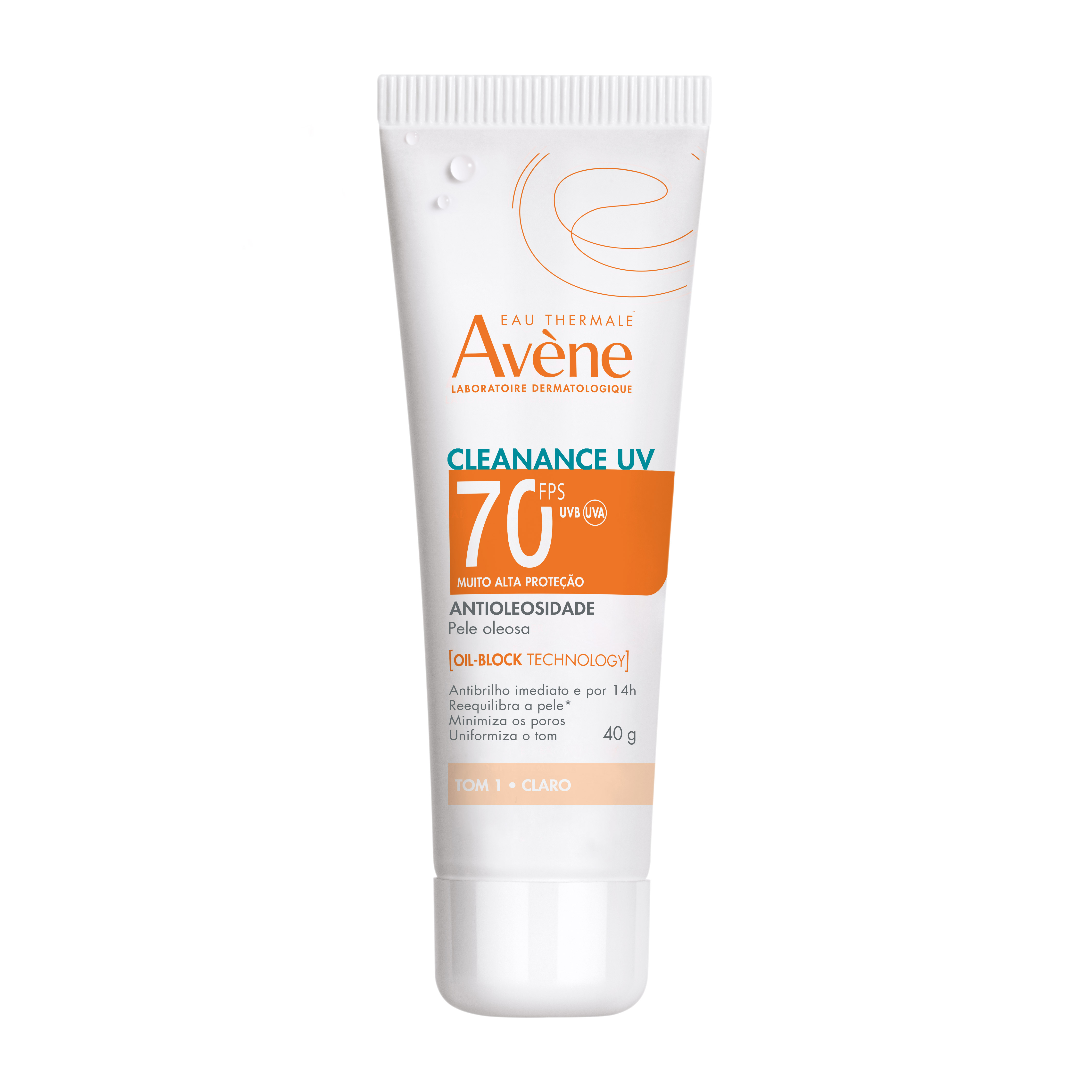 Protetor Solar Facial Avène Cleanance UV Antioleosidade FPS70 Tom 1 Claro 40g