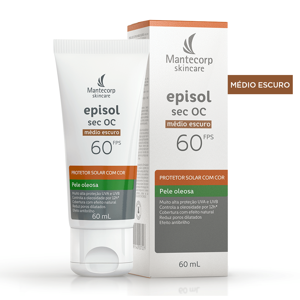 Protetor Solar Facial Episol Sec OC FPS60 Médio Escuro 60g