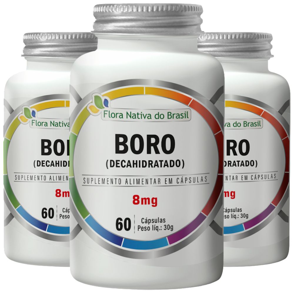 KIT 3X Boro Decahidratado 8mg 60 cápsulas - Flora Nativa