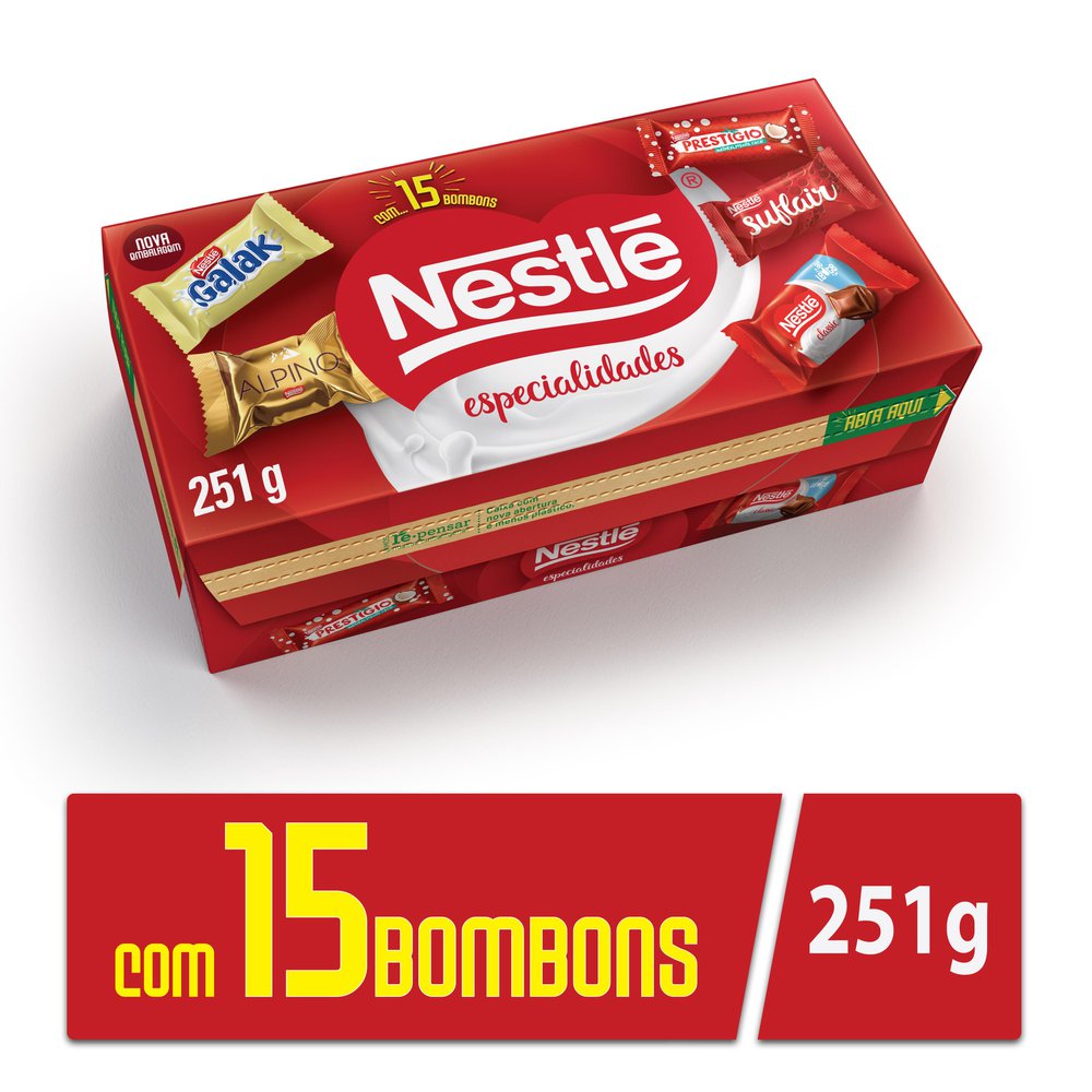 Caixa de Bombom Nestlé Especialidades Sabor Sortido 251g