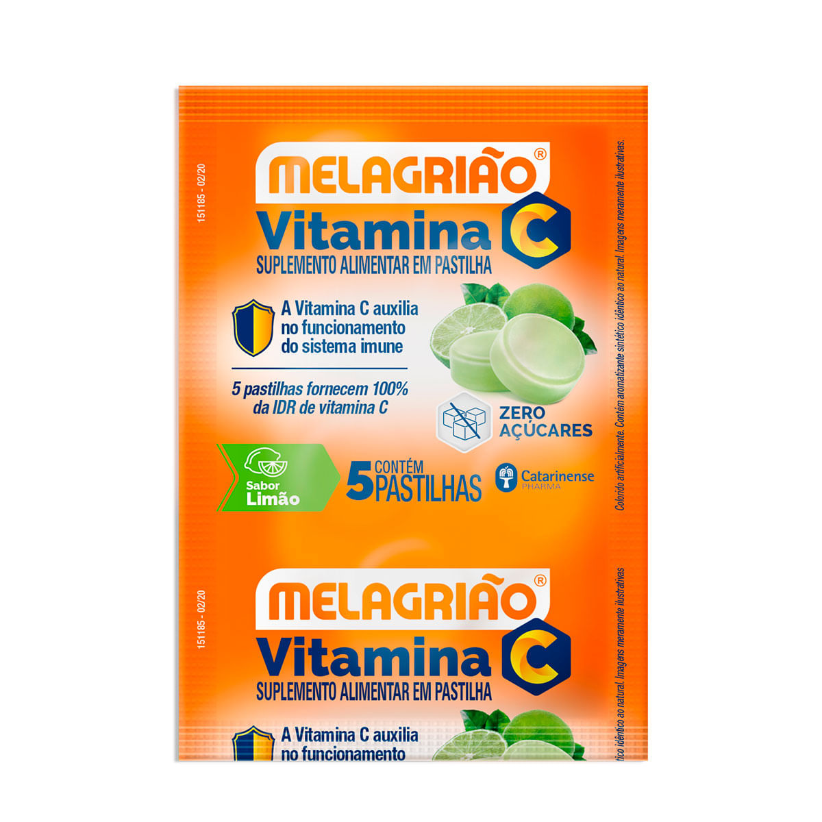 Pastilha melagrião limão sem açúcar Com 5 Unidades