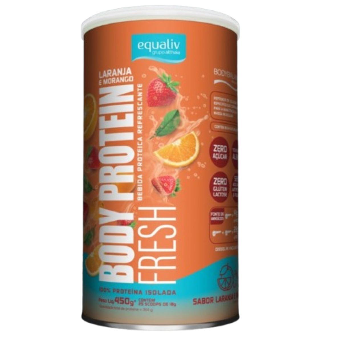 Suplemento Alimentar Equaliv Body Protein Fresh Sabor Laranja Com Morango 450g