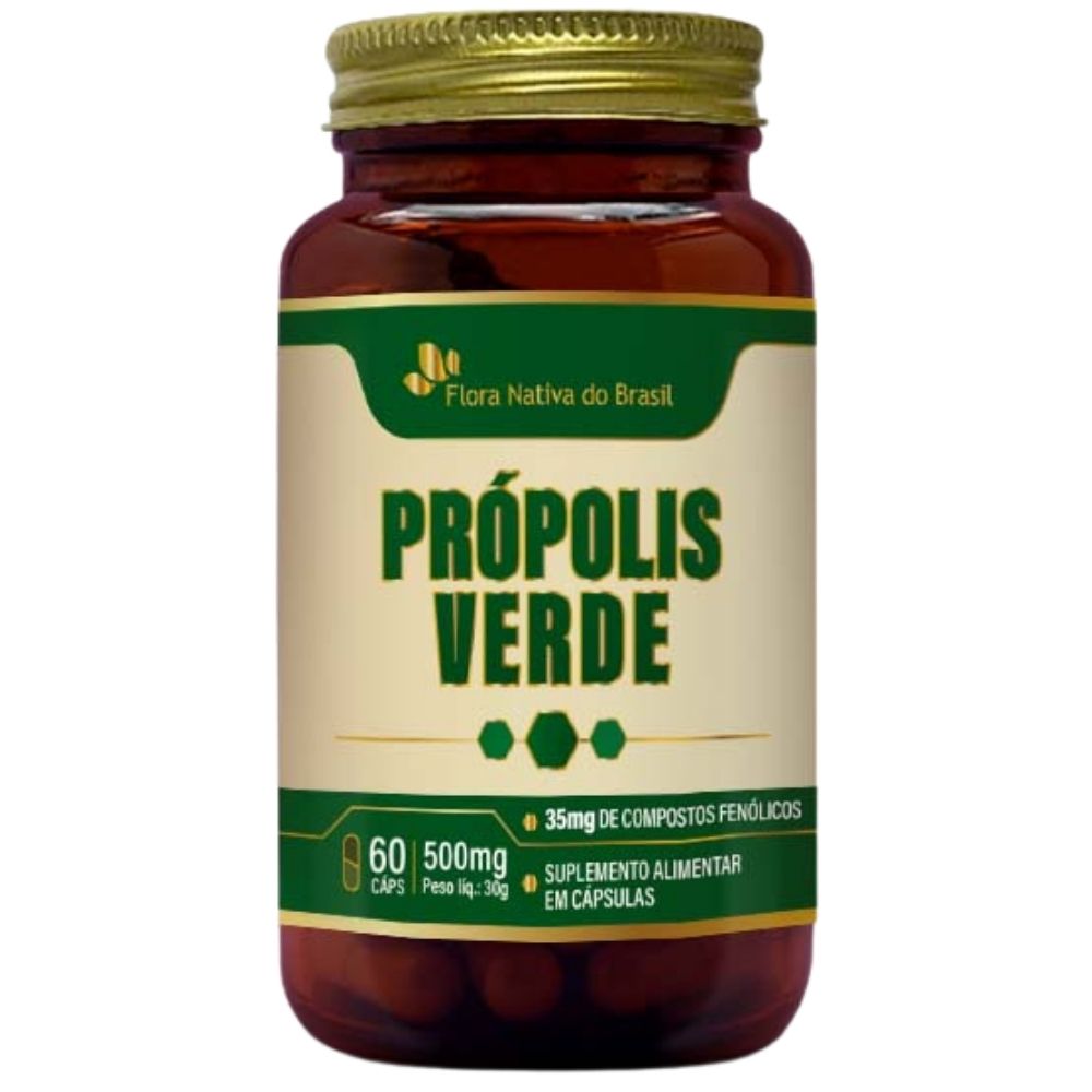 Própolis Verde Extrato Seco 500mg 60 cápsulas - Flora Nativa