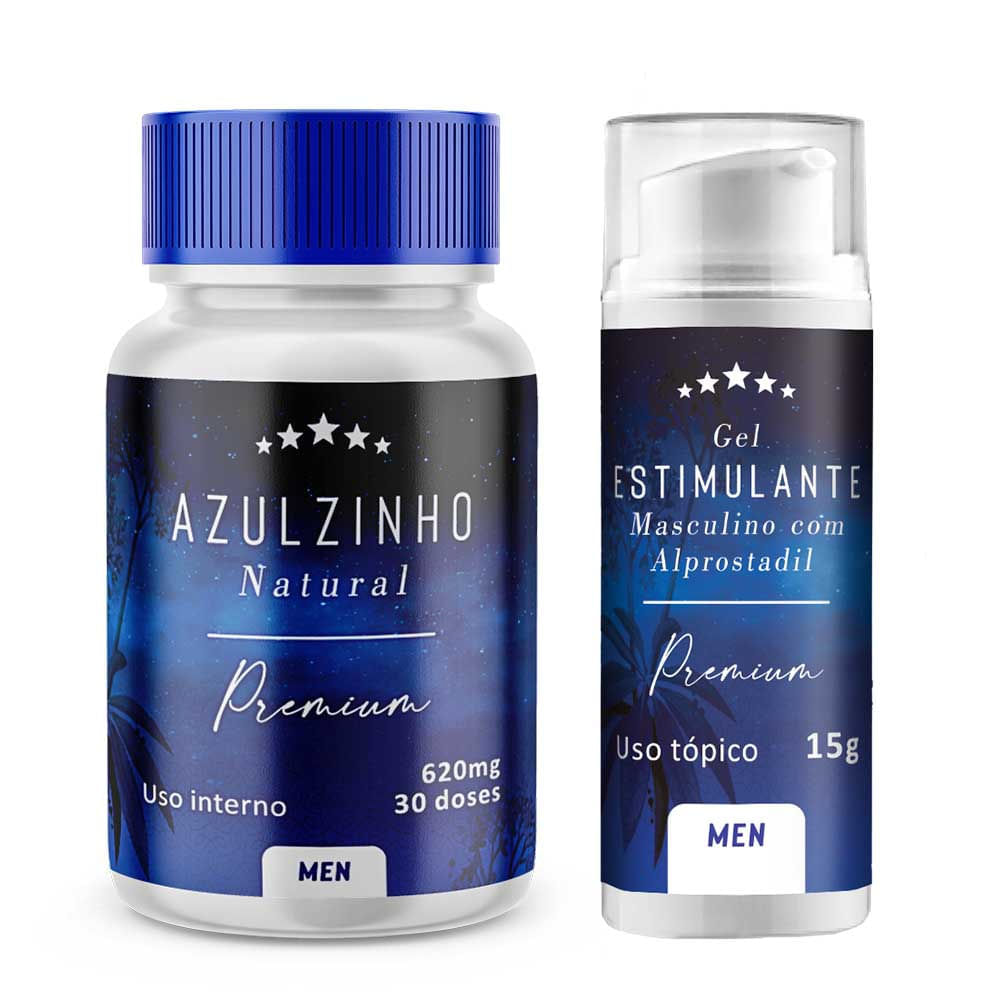 Azulzinho Natural 30 caps + Gel Estimulante Masculino com Alprostadil 15g