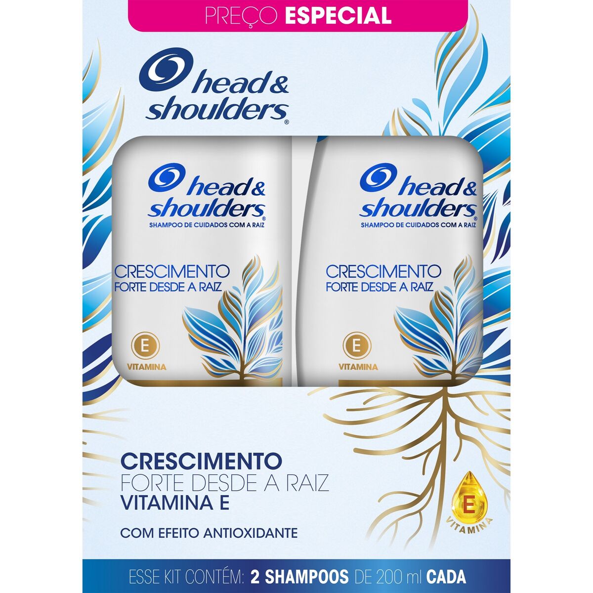 Kit Shampoo Head & Shoulders Crescimento Forte Desde a Raiz 200ml 2 Unidades