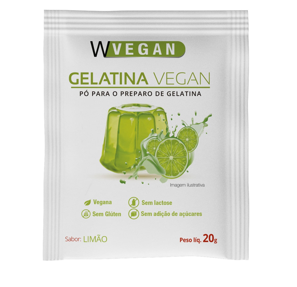 Gelatina Vegan 20g Sabor Limão WVegan Vegano Agar Agar