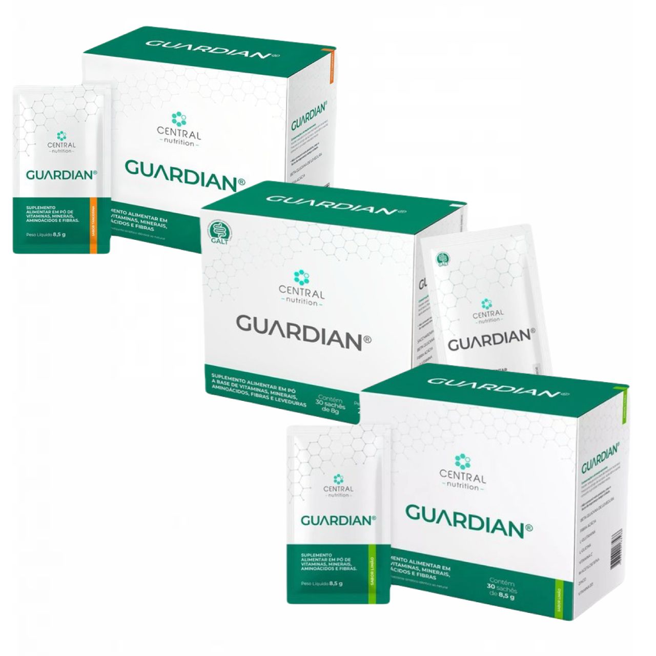 Kit 3 Guardian 8,5g - 30 Sachês - Tangerina, Limão e Neutro