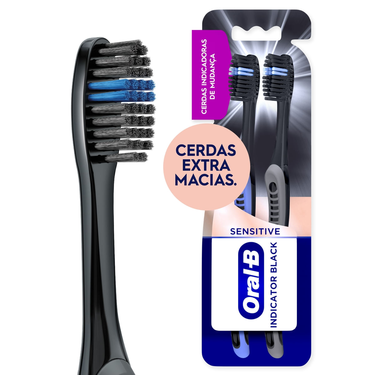 Escova Dental Oral B Indicator Black - Extra Suave 35 com 2 Unidades