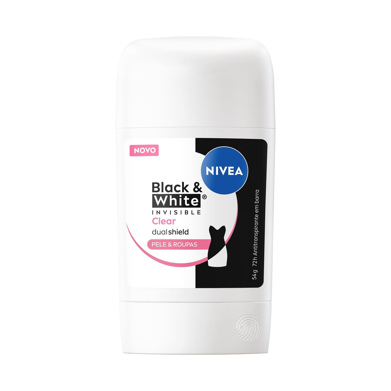 Desodorante Antitranspirante Nivia Black & White Invisible Clear 72h Em Barra 54g