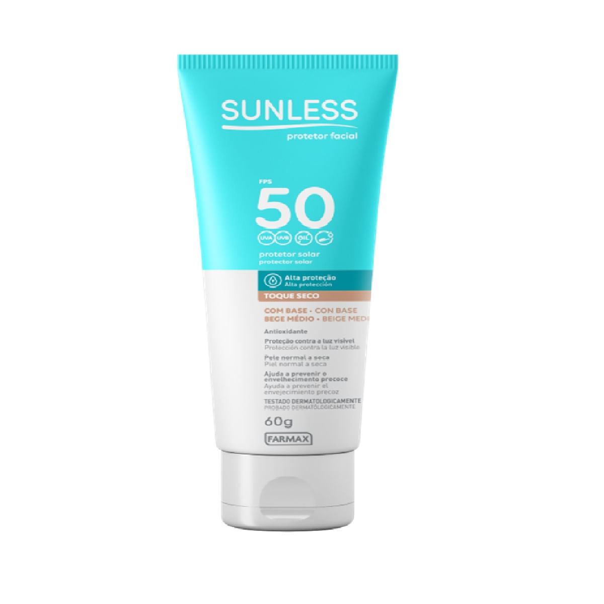 Protetor Solar Facial Sunless Fp50 Bege Médio 60g