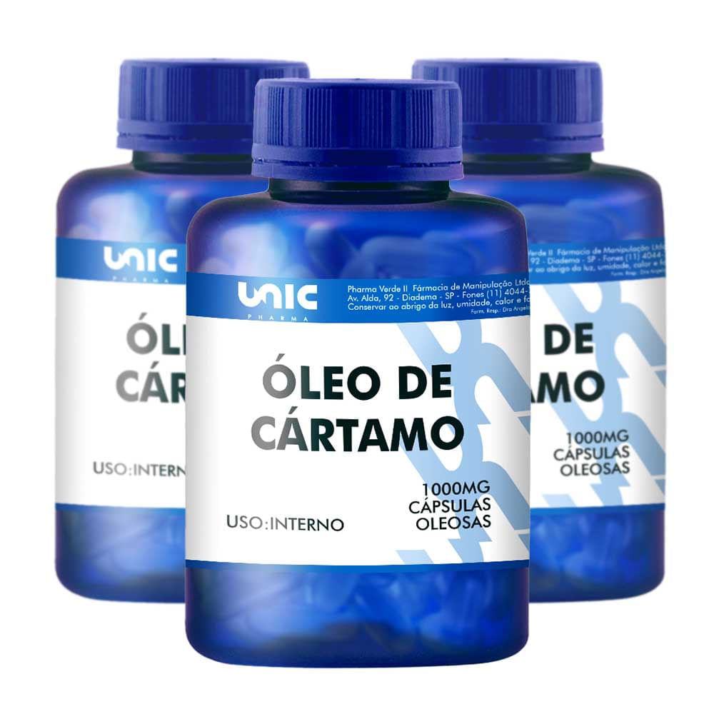 Kit Óleo de Cártamo 1g - 3 Frascos de 120 Cápsulas