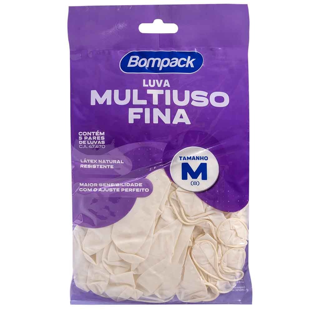 Luva Bompack Multiuso Fina 10 Unidades Tamanho M