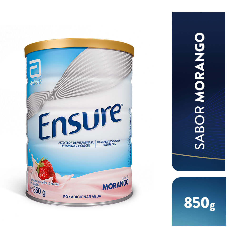 Suplemento Adulto Ensure Em Pó Sabor Morango 850g