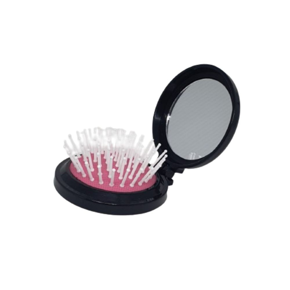 Escova Dobrável Choices Beauty Com Espelho Preta