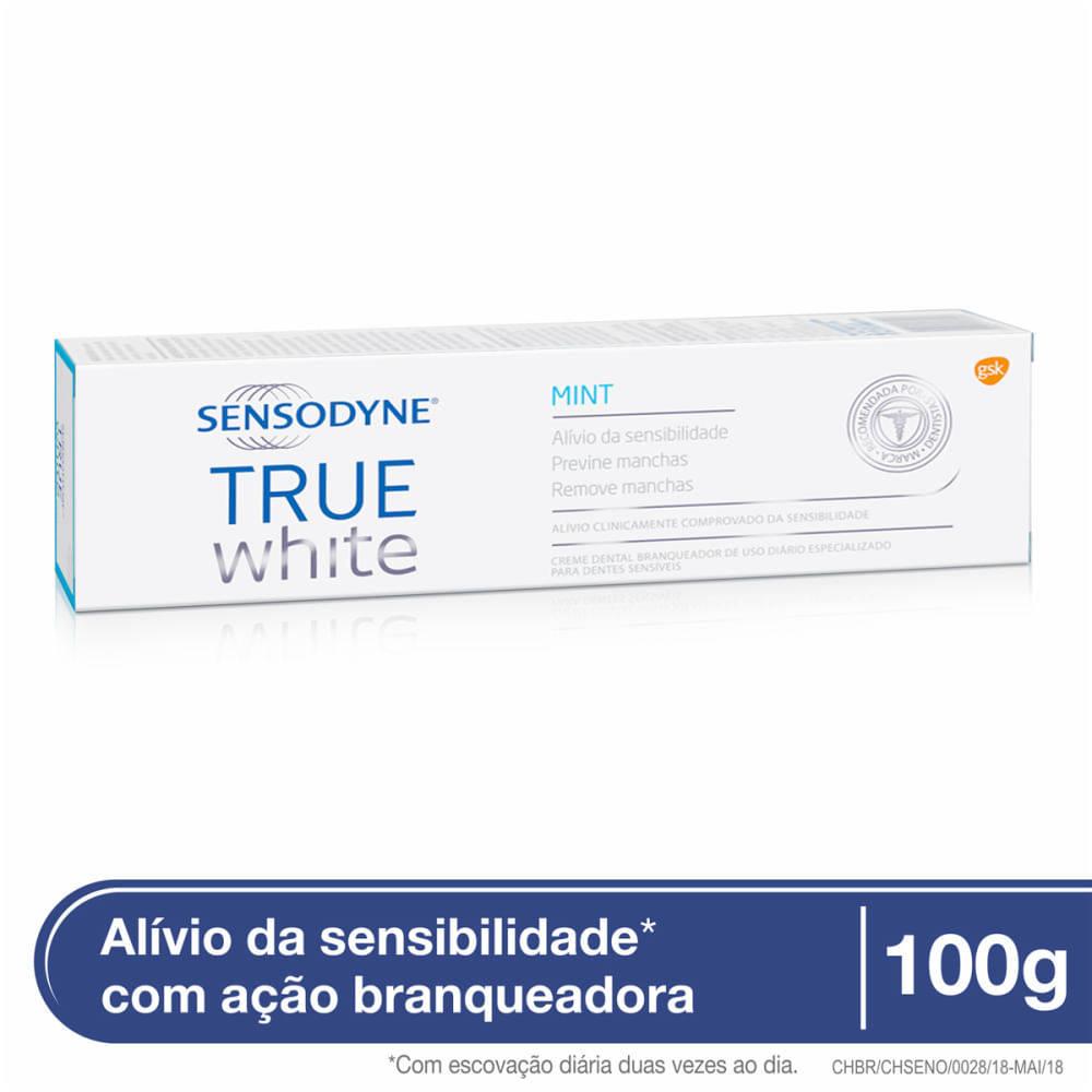 Creme Dental Sensodyne True White Mint para Dentes Sensíveis 100g