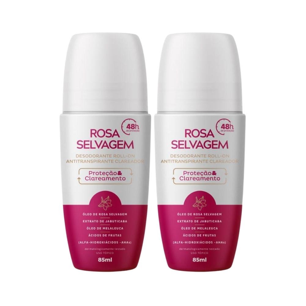Kit 2 Un Desodorante Roll-on Clareador Rosa Selvagem 85ml