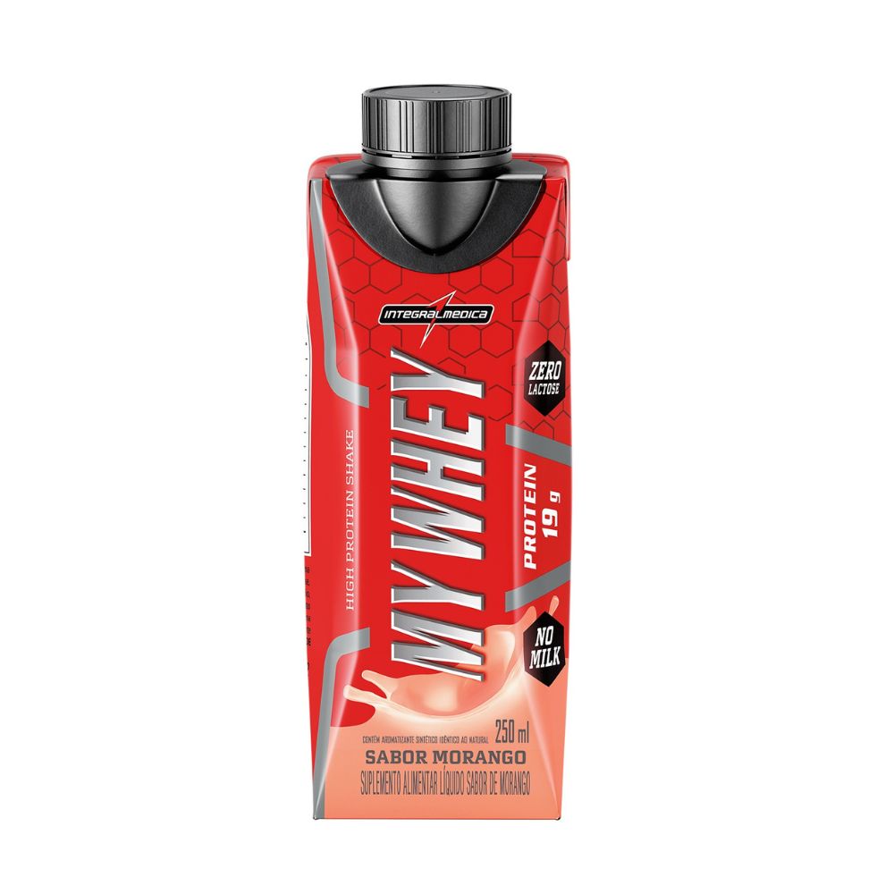 Bebida Proteíca Integral My Whey Zero Lactose 19g Morango 250ml