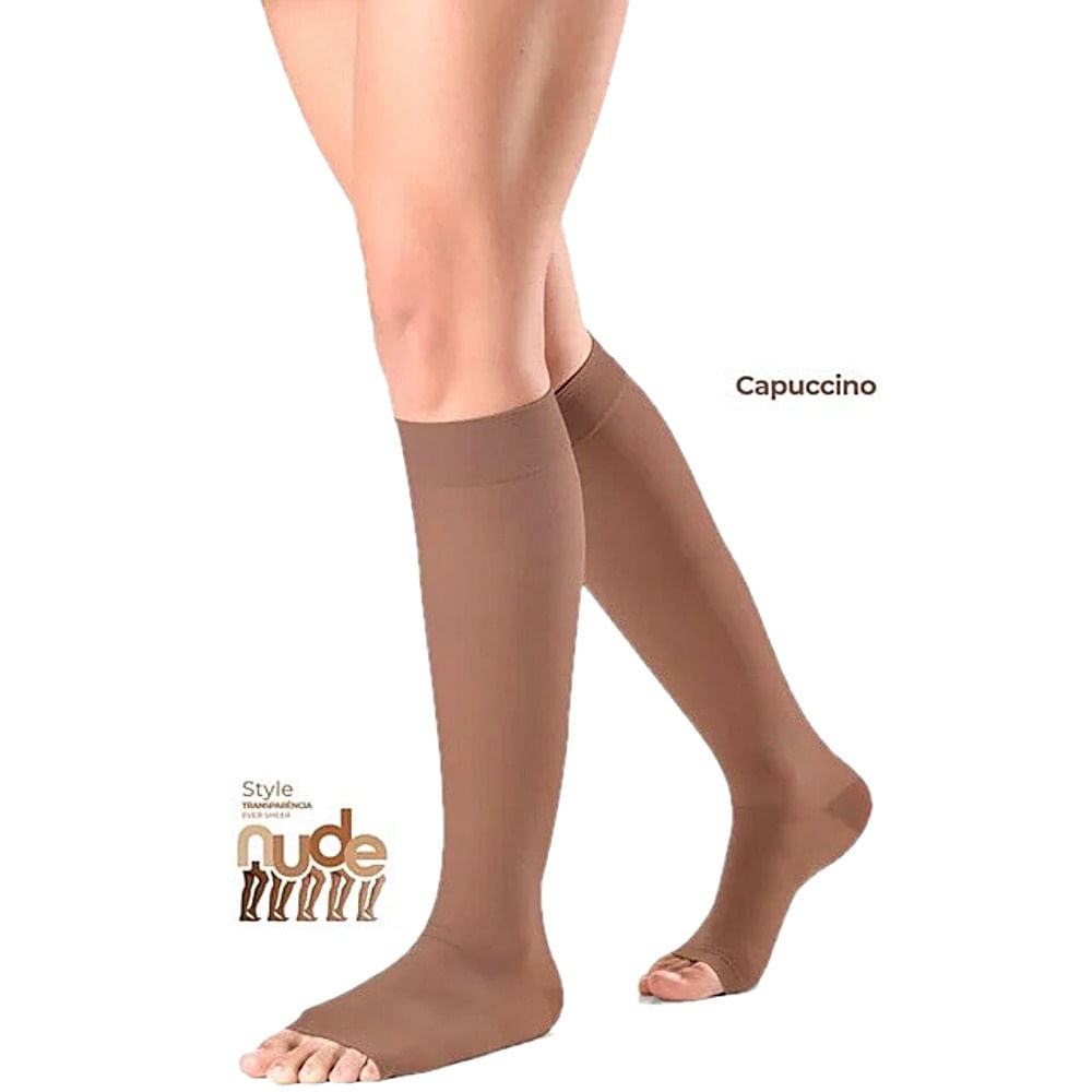 Meia 3/4 Sigvaris Ever Sheer 20-30mmHg Aberta Capuccino G2