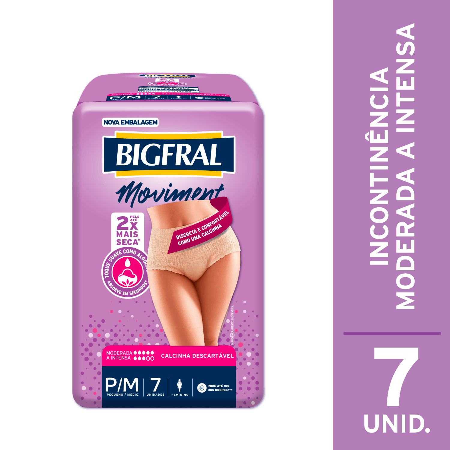 Roupa Íntima Bigfral Moviment Feminina P/M 7 Unidades